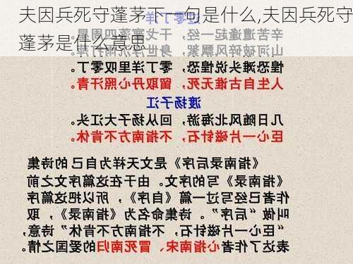 夫因兵死守蓬茅下一句是什么,夫因兵死守蓬茅是什么意思