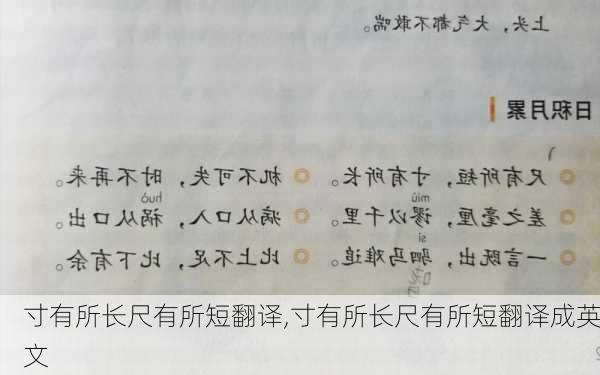 寸有所长尺有所短翻译,寸有所长尺有所短翻译成英文