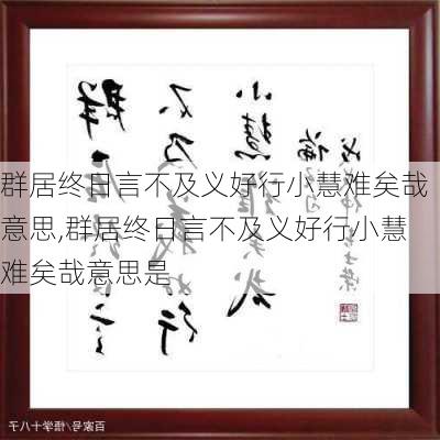 群居终日言不及义好行小慧难矣哉意思,群居终日言不及义好行小慧难矣哉意思是