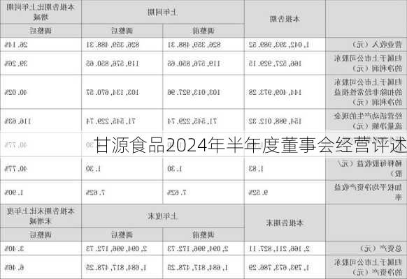 甘源食品2024年半年度董事会经营评述