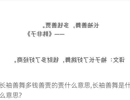 长袖善舞多钱善贾的贾什么意思,长袖善舞是什么意思?