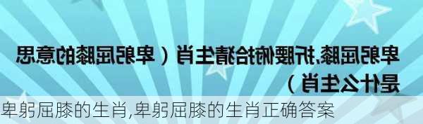 卑躬屈膝的生肖,卑躬屈膝的生肖正确答案