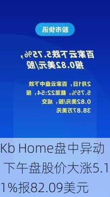 Kb Home盘中异动 下午盘股价大涨5.11%报82.09美元