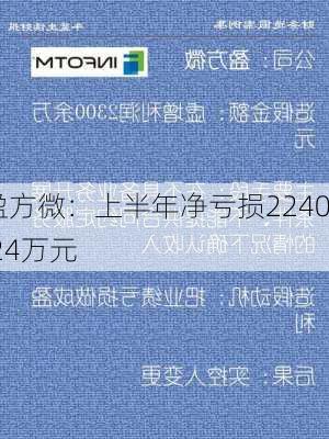 盈方微：上半年净亏损2240.24万元