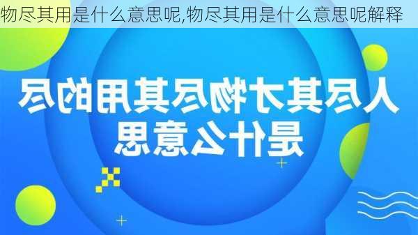 物尽其用是什么意思呢,物尽其用是什么意思呢解释