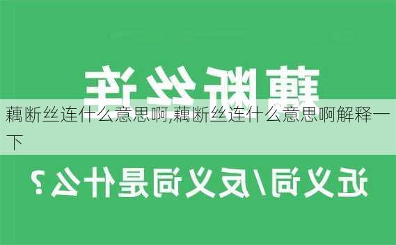 藕断丝连什么意思啊,藕断丝连什么意思啊解释一下