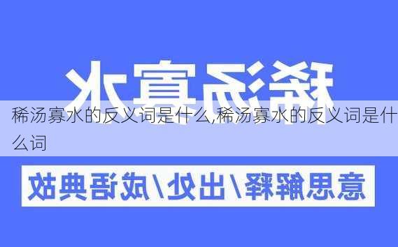 稀汤寡水的反义词是什么,稀汤寡水的反义词是什么词