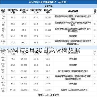 兴业科技8月20日龙虎榜数据