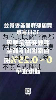 两位美联储官员都赞同不久之后降息 且以渐进、有条不紊方式推进