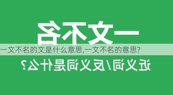 一文不名的文是什么意思,一文不名的意思?