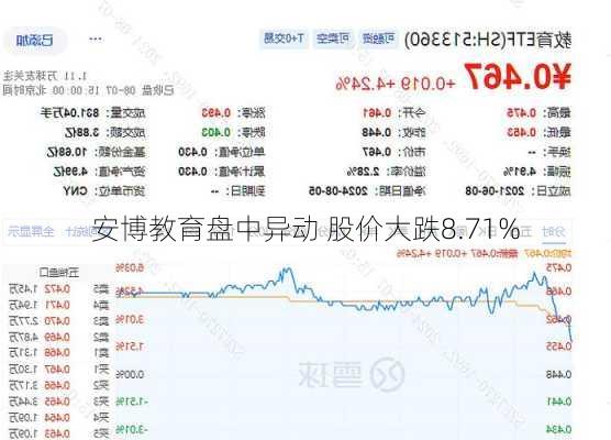 安博教育盘中异动 股价大跌8.71%