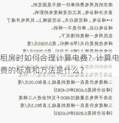 租房时如何合理计算电费？计算电费的标准和方法是什么？