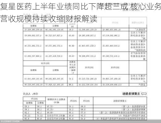 复星医药上半年业绩同比下降超三成 核心业务营收规模持续收缩|财报解读