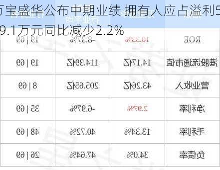 万宝盛华公布中期业绩 拥有人应占溢利5439.1万元同比减少2.2%