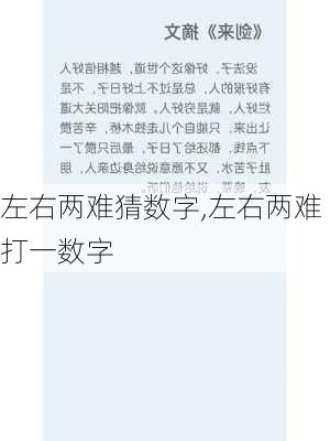 左右两难猜数字,左右两难打一数字