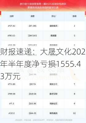 财报速递：大晟文化2024年半年度净亏损1555.43万元