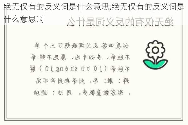 绝无仅有的反义词是什么意思,绝无仅有的反义词是什么意思啊