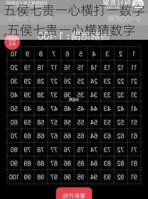 五侯七贵一心横打一数字,五侯七贵一心横猜数字