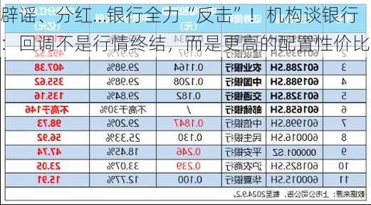 辟谣、分红…银行全力“反击”！机构谈银行：回调不是行情终结，而是更高的配置性价比