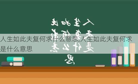 人生如此夫复何求什么意思,人生如此夫复何求是什么意思