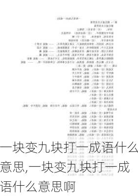 一块变九块打一成语什么意思,一块变九块打一成语什么意思啊