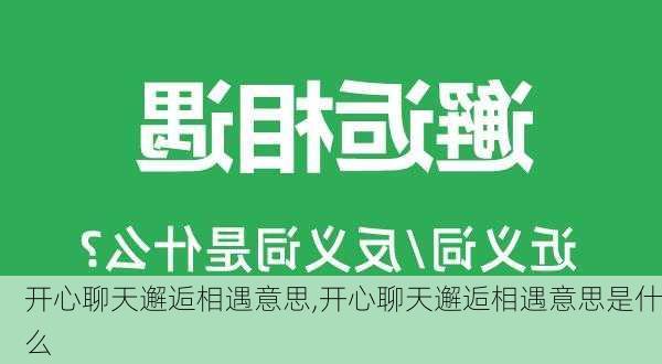 开心聊天邂逅相遇意思,开心聊天邂逅相遇意思是什么