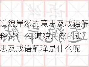 道貌岸然的意思及成语解释是什么,道貌岸然的意思及成语解释是什么呢