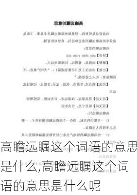 高瞻远瞩这个词语的意思是什么,高瞻远瞩这个词语的意思是什么呢