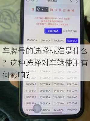 车牌号的选择标准是什么？这种选择对车辆使用有何影响？