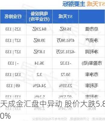 天成金汇盘中异动 股价大跌5.80%