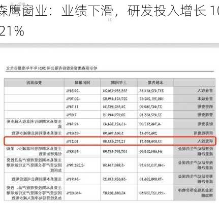 森鹰窗业：业绩下滑，研发投入增长 10.21%