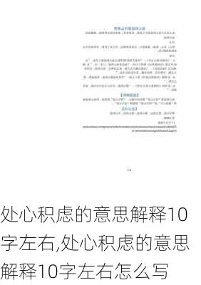 处心积虑的意思解释10字左右,处心积虑的意思解释10字左右怎么写