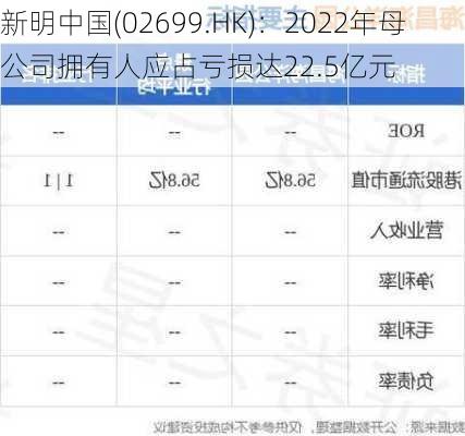 新明中国(02699.HK)：2022年母公司拥有人应占亏损达22.5亿元