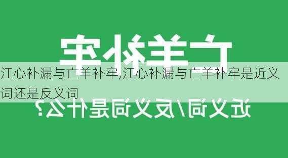 江心补漏与亡羊补牢,江心补漏与亡羊补牢是近义词还是反义词