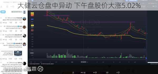 大健云仓盘中异动 下午盘股价大涨5.02%