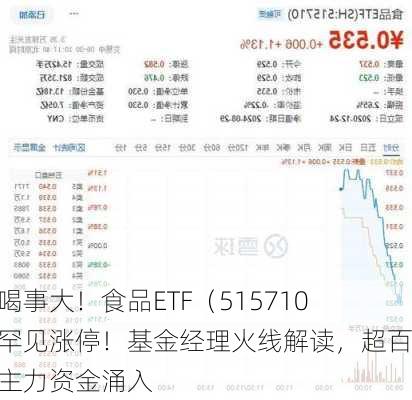 吃喝事大！食品ETF（515710）罕见涨停！基金经理火线解读，超百亿主力资金涌入