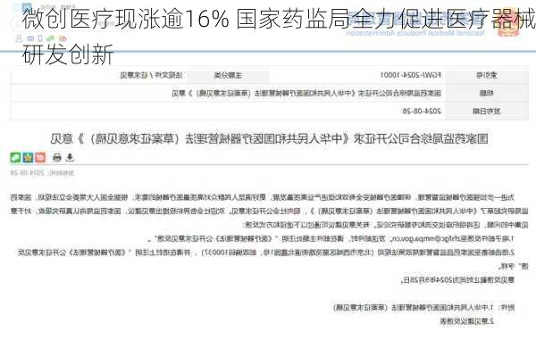 微创医疗现涨逾16% 国家药监局全力促进医疗器械研发创新