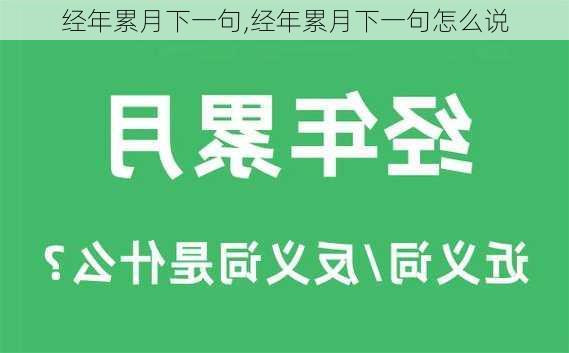 经年累月下一句,经年累月下一句怎么说