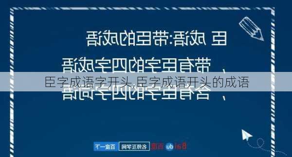 臣字成语字开头,臣字成语开头的成语