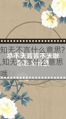 知无不言什么意思?,知无不言什么意思哦