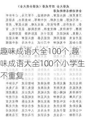 趣味成语大全100个,趣味成语大全100个小学生不重复