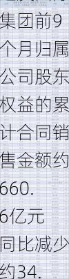 建发国际集团前9个月归属公司股东权益的累计合同销售金额约660.6亿元 同比减少约34.8%