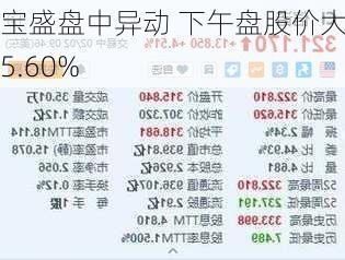 宝盛盘中异动 下午盘股价大涨5.60%