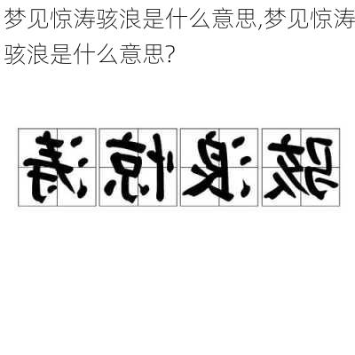 梦见惊涛骇浪是什么意思,梦见惊涛骇浪是什么意思?