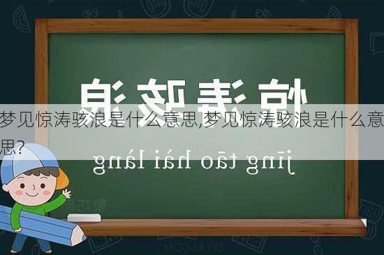 梦见惊涛骇浪是什么意思,梦见惊涛骇浪是什么意思?