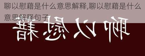 聊以慰藉是什么意思解释,聊以慰藉是什么意思解释句子