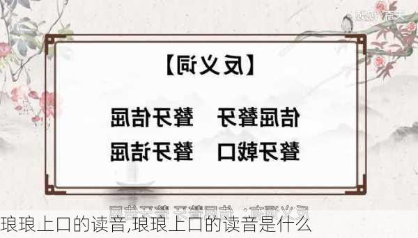 琅琅上口的读音,琅琅上口的读音是什么