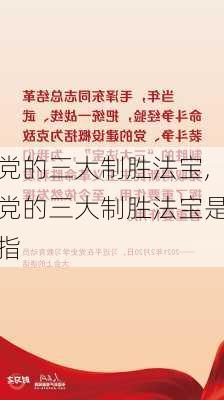 党的三大制胜法宝,党的三大制胜法宝是指