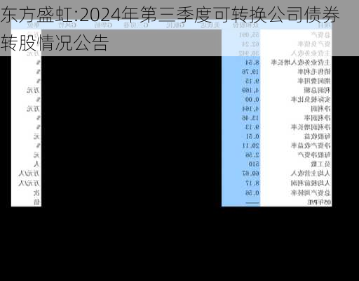 东方盛虹:2024年第三季度可转换公司债券转股情况公告