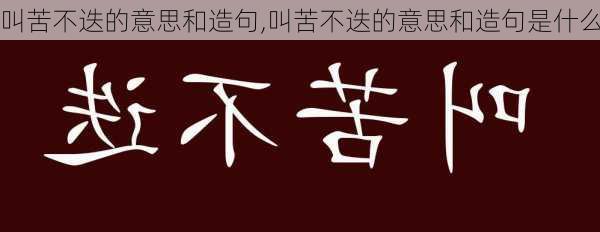 叫苦不迭的意思和造句,叫苦不迭的意思和造句是什么